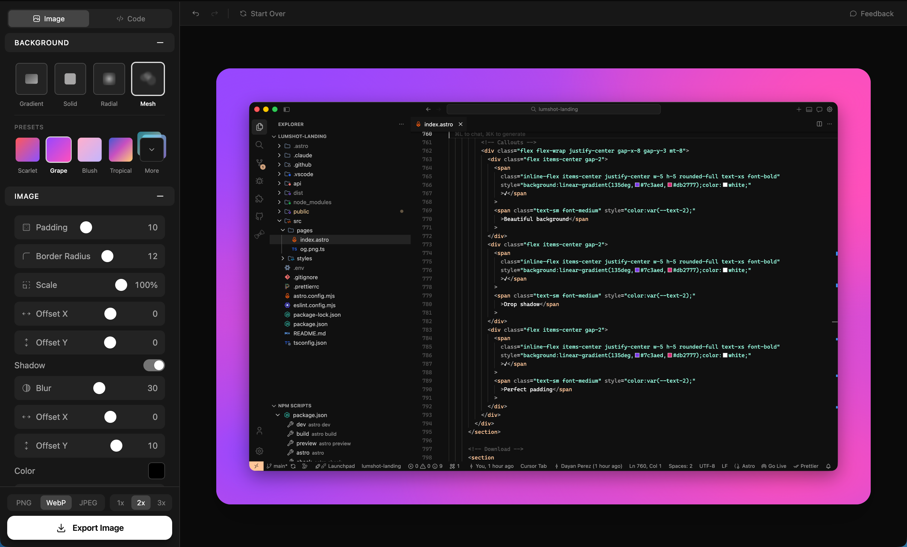 Lumshot app screenshot